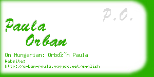 paula orban business card